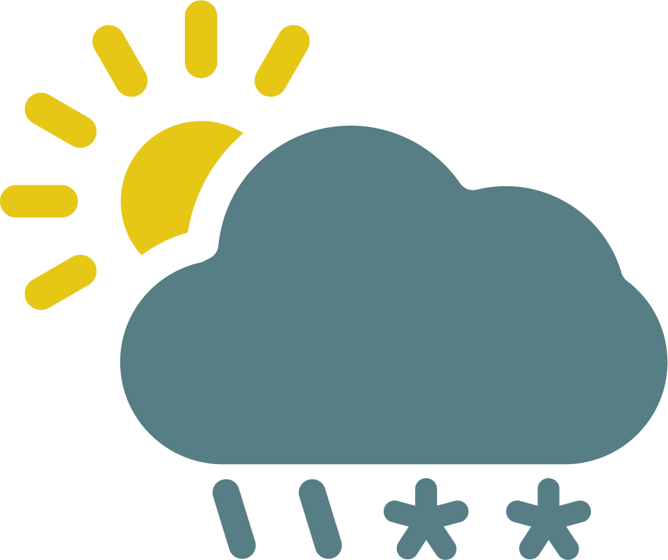 Schneeregen, Sonne und Wolken